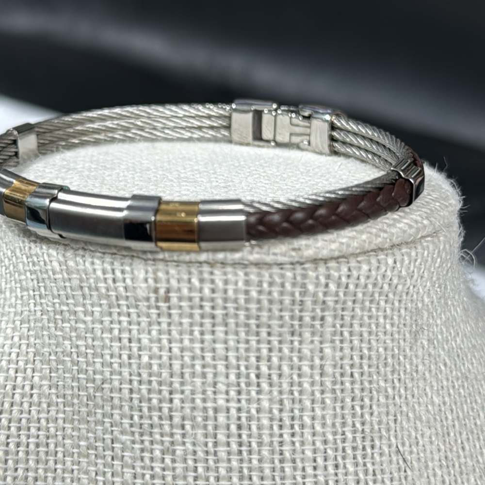 Charriol steel gentleman’s bracelet with braid accent